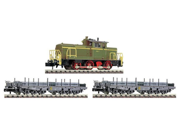 画像1: 鉄道模型 フライシュマン Fleischmann 781087 DCC ディーゼル機関車 + フラット貨車2両セット Nゲージ