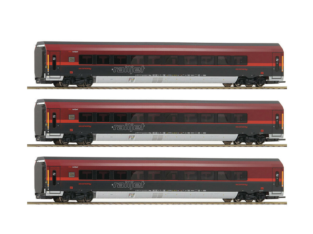 画像1: 鉄道模型 ロコ Roco 64192 RAILJET 客車 3両セット HOゲージ