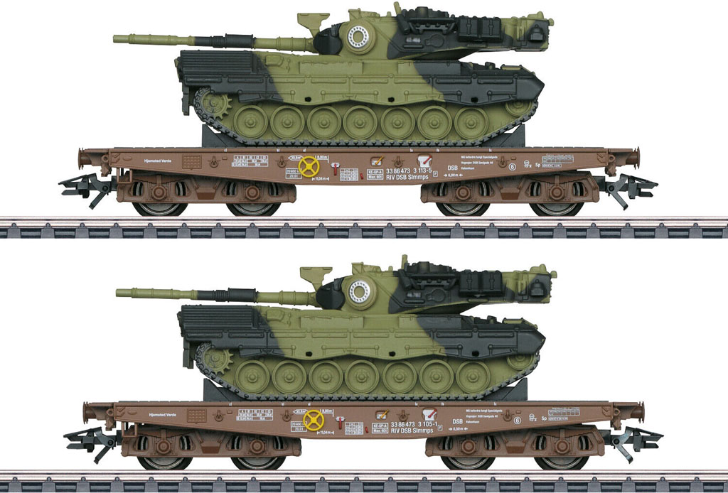 画像1: 鉄道模型 メルクリン Marklin 48842 レオパルド戦車2両運搬貨車 HOゲージ