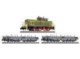 画像: 鉄道模型 フライシュマン Fleischmann 781087 DCC ディーゼル機関車 + フラット貨車2両セット Nゲージ