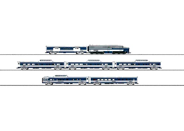 画像1: 鉄道模型 メルクリン Marklin 26490 Blue Bird 旅客列車7両セット HOゲージ