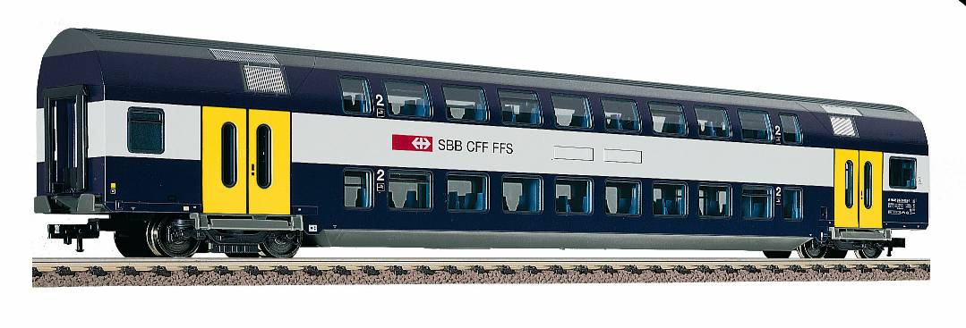 画像1: 鉄道模型 フライシュマン Fleischmann 5134 SBB Double Decker Blue. 2階建て客車 HOゲージ