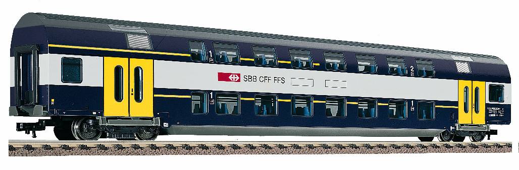 画像1: 鉄道模型 フライシュマン Fleischmann 5133 SBB Double Decker Blue. 2階建て客車 HOゲージ