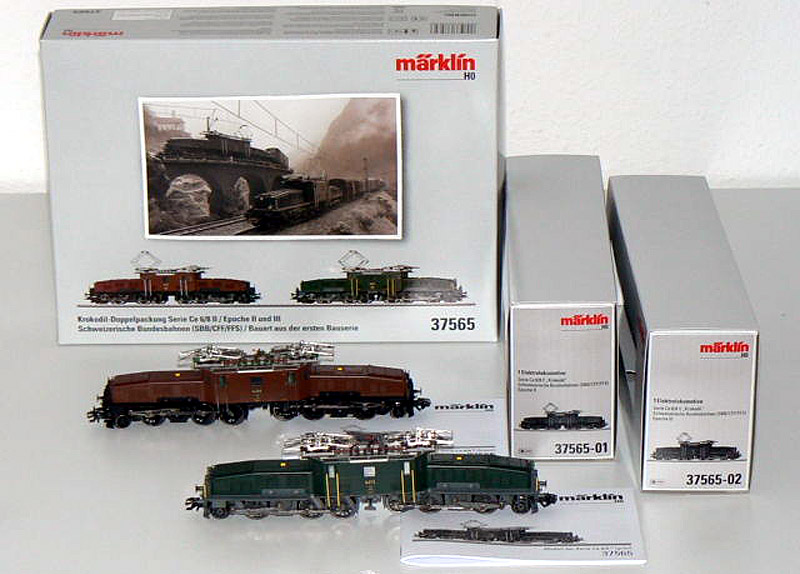 画像2: 鉄道模型 メルクリン Marklin 37565 SBB/CFF/FFS Ce 6/8 II クロコダイル 電気機関車 茶・緑 2両セット HOゲージ