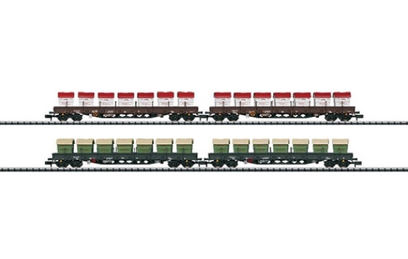画像1: 鉄道模型 ミニトリックス MINITRIX 15071 ローサイド 貨車4両セット Nゲージ