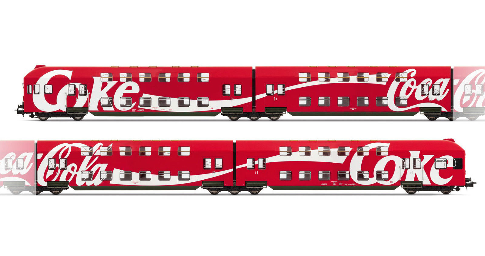 画像1: 鉄道模型 Rivarossi リバロッシ 4161 コカコーラ列車 2階建て客車 4両セット HOゲージ