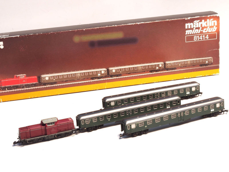 画像1: 鉄道模型 メルクリン Marklin 81414 ミニクラブ mini-club V100ディーゼル機関車客車列車セット Zゲージ