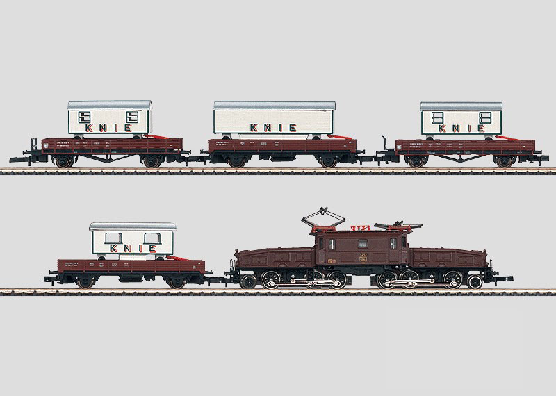 画像1: 鉄道模型 メルクリン Marklin 81433 ミニクラブ mini-club SBB Be 6/8 クロコダイル電気機関車貨物列車セット Zゲージ