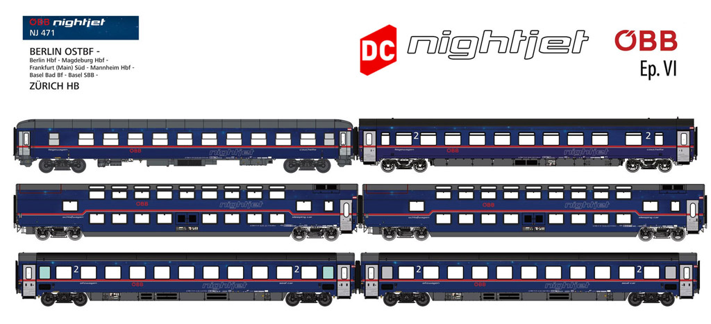 鉄道模型 LS Models MW1810 OBB Nightjet ナイトジェット 夜行列車6両セット HOゲージ