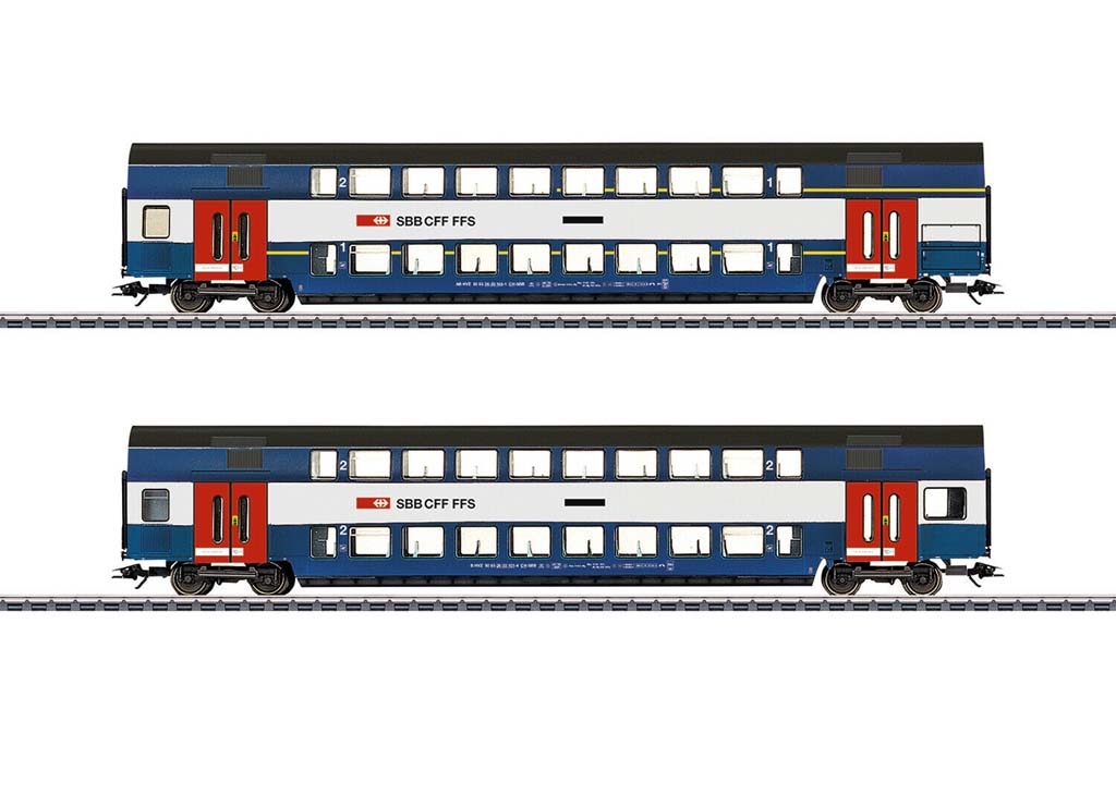 画像1: 鉄道模型 メルクリン Marklin 43574 SBB 2階建て客車 2両セット HOゲージ