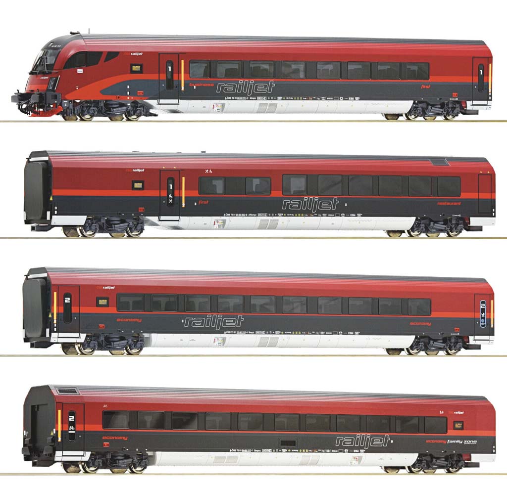 画像1: 鉄道模型 ロコ Roco 74038 OBB Railjet レイルジェット 客車4両セット HOゲージ