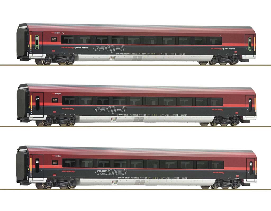 画像1: 鉄道模型 ロコ Roco 74040 OBB Railjet レイルジェット 客車3両セット HOゲージ