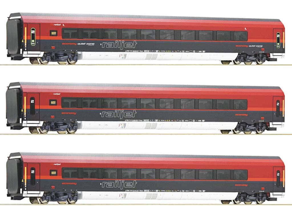 画像1: 鉄道模型 ロコ Roco 74041 OBB Railjet  レイルジェット 客車3両セット HOゲージ