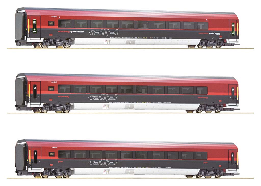 画像1: 鉄道模型 ロコ Roco 74088 OBB Railjet レイルジェット 客車3両セット HOゲージ